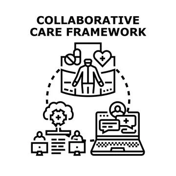 Collaborative care framework creating integrated healthcare solutions Stock Illustration