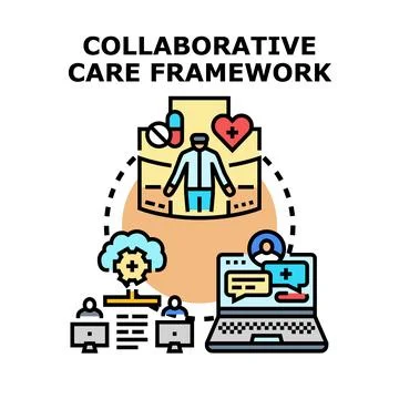 Collaborative care framework creating integrated healthcare solutions Stock Illustration