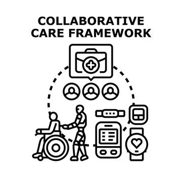 Collaborative care framework for health technology and support Stock Illustration