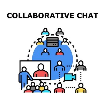 Collaborative chat connecting remote people in virtual meeting Stock Illustration