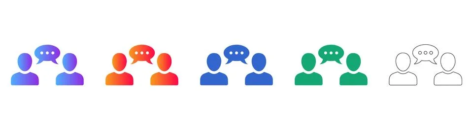 Collaborative Chat Conversation Icon Set Stock Illustration
