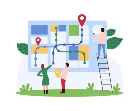 Collaborative City Navigation and Mapping concept Stock Illustration