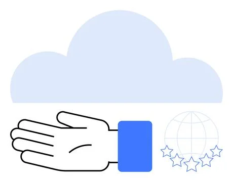 Collaborative Cloud Computing with Global Reach and High-Quality Performance Stock Illustration