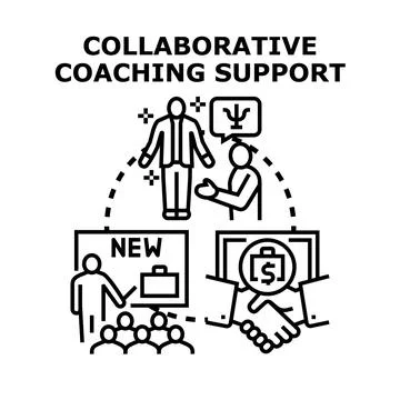 Collaborative coaching support for business development and team training Stock Illustration