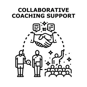 Collaborative coaching support helping business team development Stock Illustration