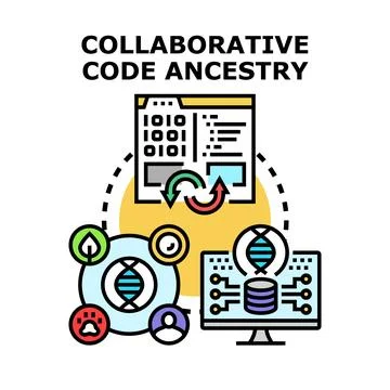 Collaborative code ancestry exploring genetic data origin Illustrazione stock