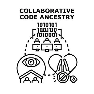Collaborative code ancestry illustrating software development process 스톡 일러스트