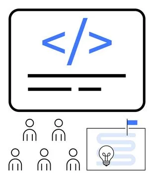 Collaborative Coding and Idea Development for Team Projects and Innovation Stock Illustration