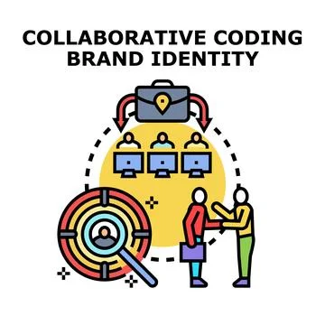 Collaborative coding brand identity concept development Stock Illustration