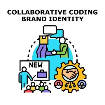Collaborative coding brand identity development process Stock Illustration