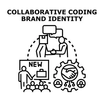Collaborative coding brand identity development process Stock Illustration