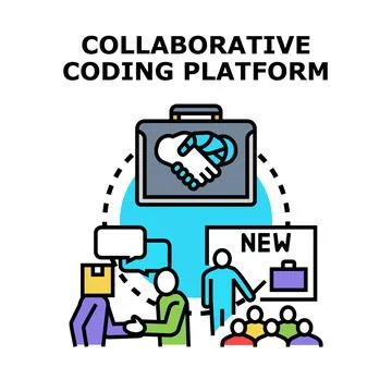 Collaborative coding platform concept for digital teamwork development Illustrazione stock