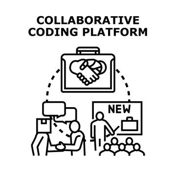 Collaborative coding platform concept for digital teamwork development Stock Illustration