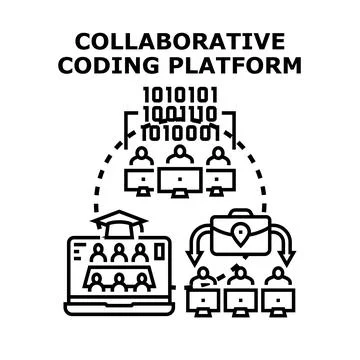 Collaborative coding platform concept for modern development 스톡 일러스트