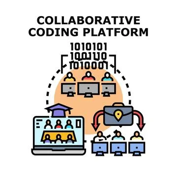 Collaborative coding platform concept for modern development Stock Illustration