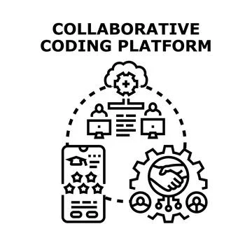 Collaborative coding platform for software development and elearning Stock Illustration