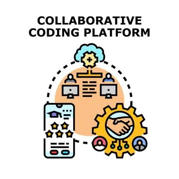 Collaborative coding platform for software development and elearning Illustrazione stock