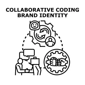 Collaborative coding project development and brand identity Illustrazione stock