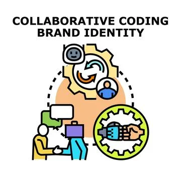 Collaborative coding project development and brand identity Illustration