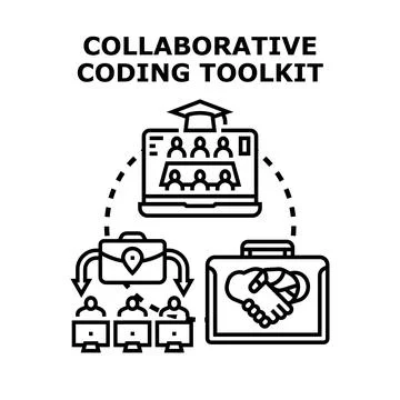 Collaborative coding toolkit assisting remote development team work 스톡 일러스트