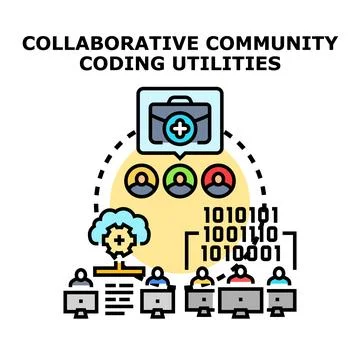 Collaborative community coding and software development utilities 库存插图