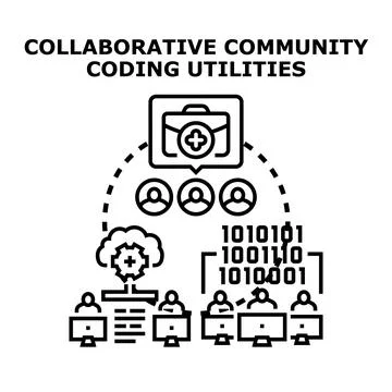Collaborative community coding and software development utilities 스톡 일러스트