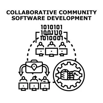 Collaborative community software development icon concept イラスト素材
