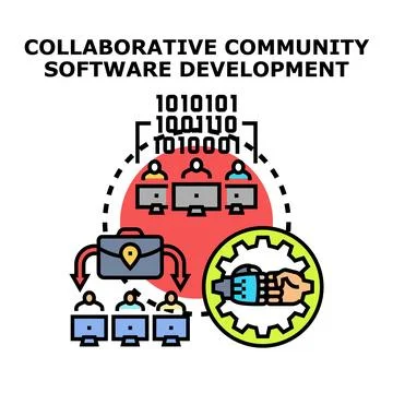 Collaborative community software development icon concept Stock Illustration