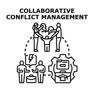 Collaborative conflict management resolving disputes and reaching agreement Stock Illustration