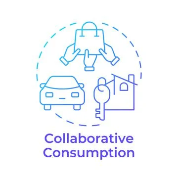 Collaborative consumption blue gradient concept icon 스톡 일러스트