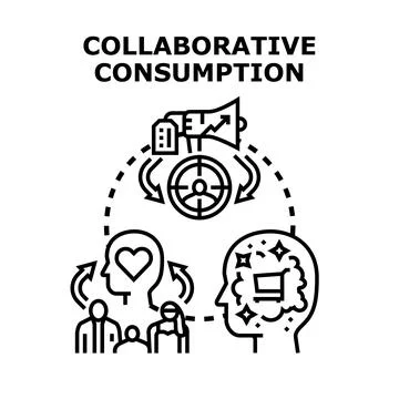Collaborative consumption business model shared economy concept Stock Illustration