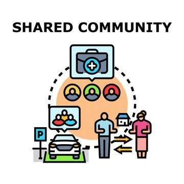 Collaborative consumption concept connecting users and sharing services 스톡 일러스트