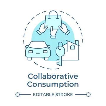 Collaborative consumption soft blue concept icon Stock Illustration