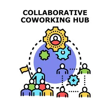 Collaborative coworking hub for team project development 스톡 일러스트