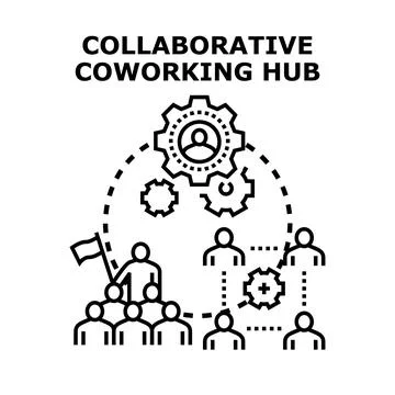Collaborative coworking hub for team project development 스톡 일러스트