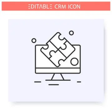 Collaborative CRM line icon. Editable illustration Illustrazione stock
