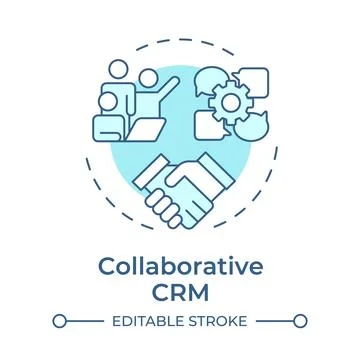 Collaborative CRM soft blue concept icon Stock Illustration