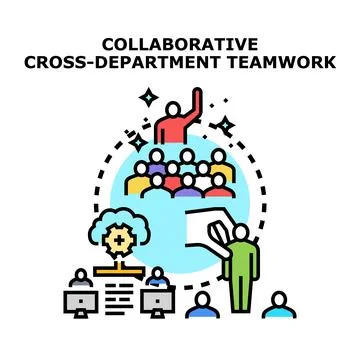 Collaborative cross department teamwork concept illustration Stock Illustration