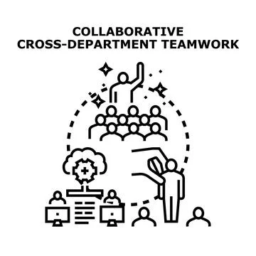 Collaborative cross department teamwork concept illustration Stock Illustration