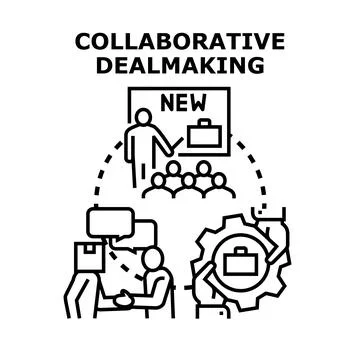 Collaborative dealmaking process diagram with business people Stock Illustration