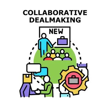 Collaborative dealmaking process diagram with business people 스톡 일러스트