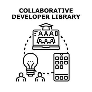 Collaborative developer library for remote team education Stockillustratie