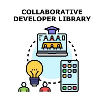Collaborative developer library for remote team education Stock Illustration