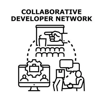 Collaborative developer network creating digital project partnership 스톡 일러스트