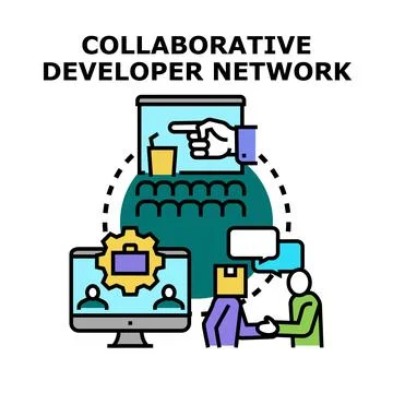 Collaborative developer network creating digital project partnership Stockillustratie