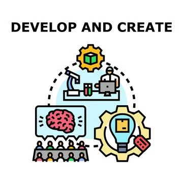 Collaborative development process creating innovative product concept for m.. Stock Illustration