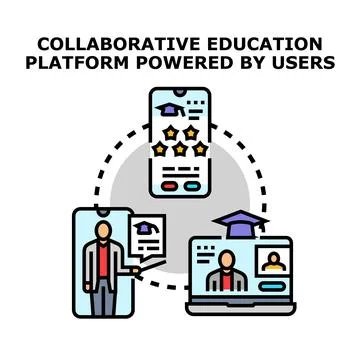 Collaborative digital education platform fostering user learning Stock Illustration