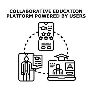 Collaborative digital education platform fostering user learning Stock Illustration