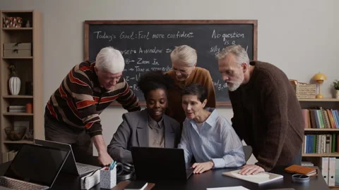 Collaborative Digital Learning with Teacher and Students Stock Footage 329289473