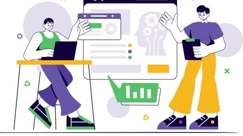 Collaborative Digital Project and Teamwork Illustration Stockbeeldmateriaal 333693065